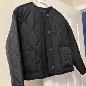 Zara Black Quilted Jacket with Patch Pockets